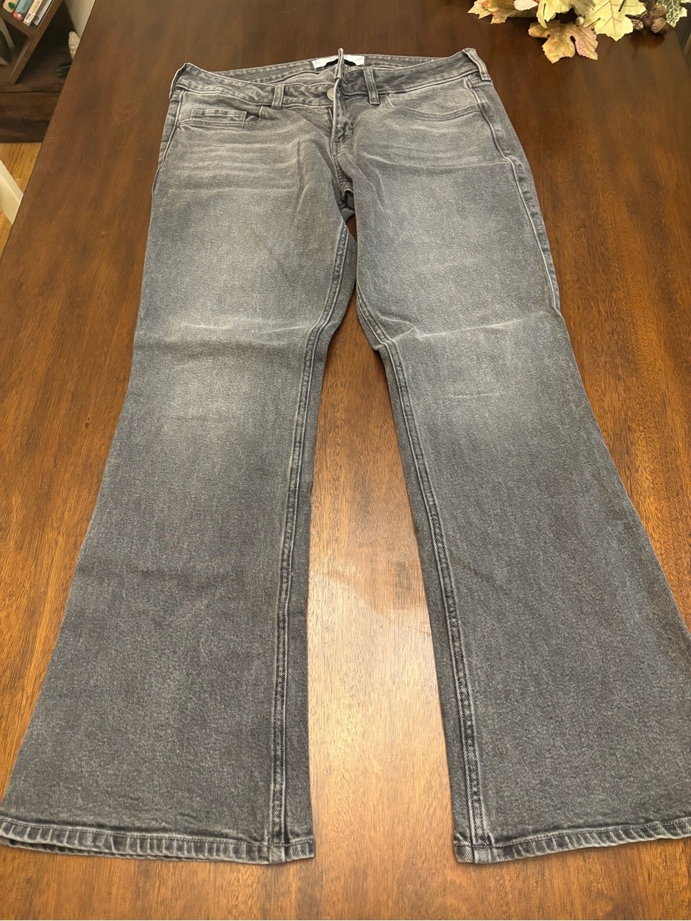 Hollister Womens Gray Washed Flare Denim Jeans